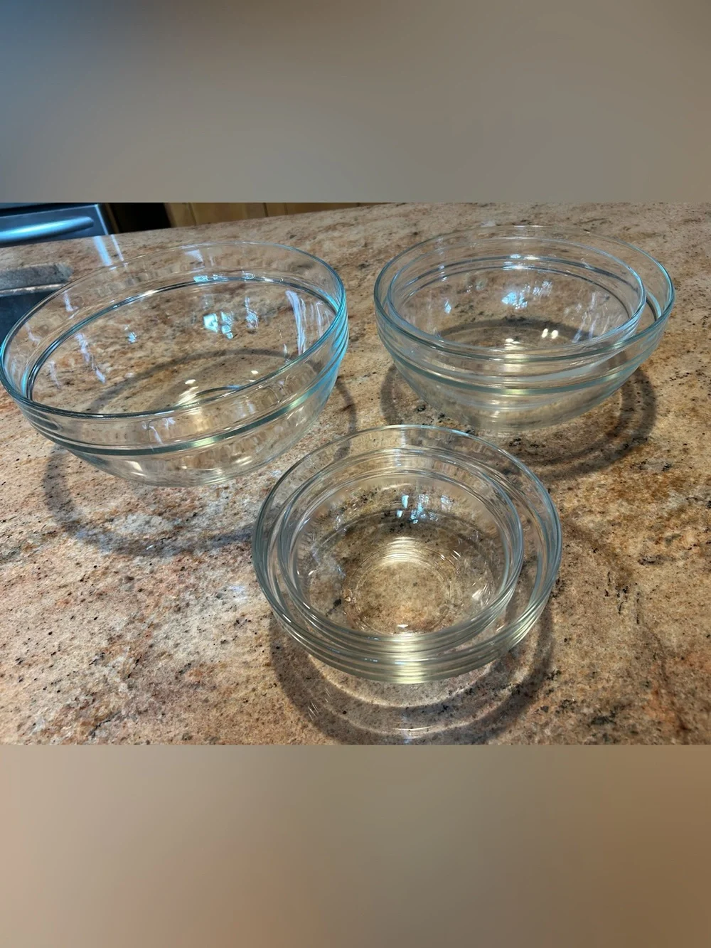 Arcoroc France Clear Glass Mixing Nesting Bowls Set of (5) 5.5”/6.5”/8”/9”/10”
